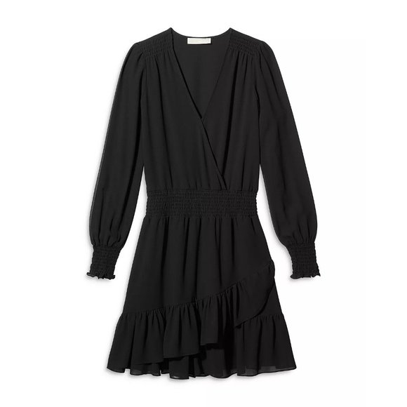 MICHAEL Michael Kors Smocked Ruffled Dress in Black - Size Small - Picture 4 of 5